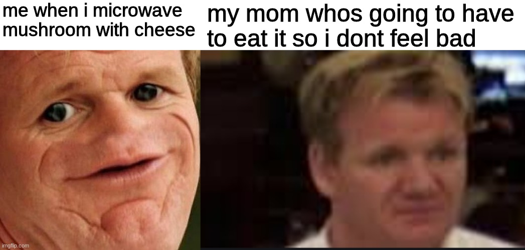 me when i microwave mushroom with cheese; my mom whos going to have to eat it so i dont feel bad | image tagged in sosig | made w/ Imgflip meme maker