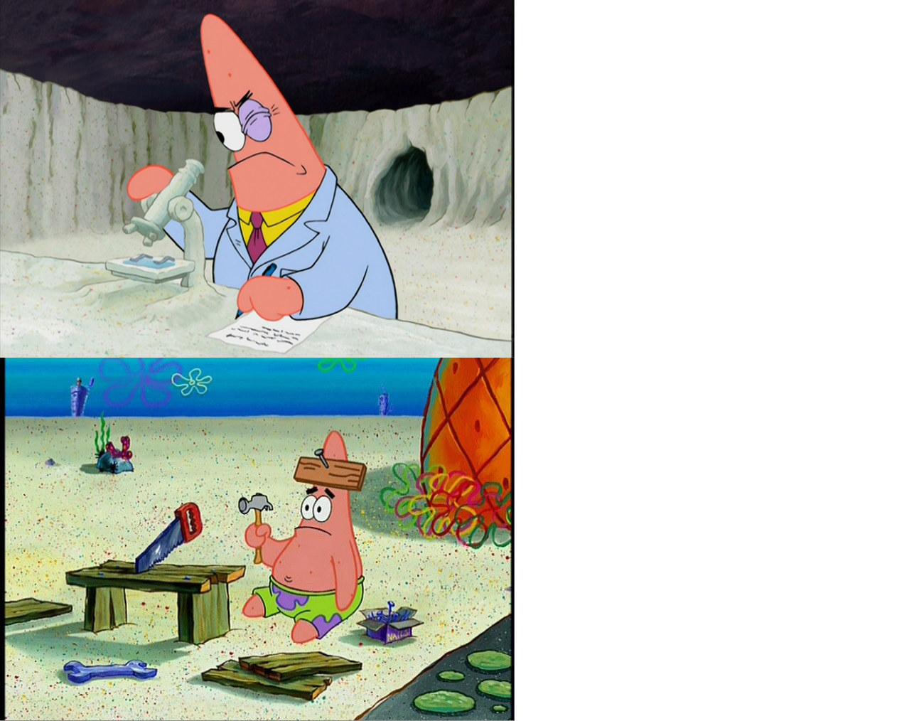 Smort Patrick vs Dumb Patrick Blank Meme Template