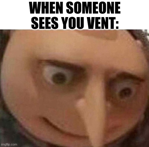 gru meme | WHEN SOMEONE SEES YOU VENT: | image tagged in gru meme | made w/ Imgflip meme maker