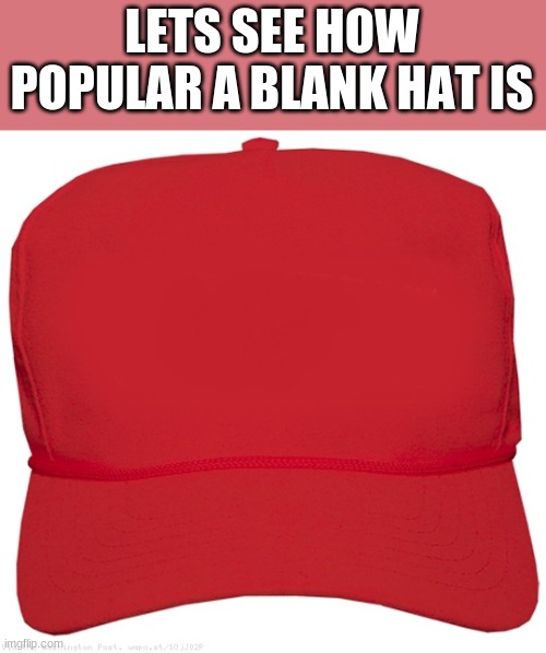 blank red MAGA hat | LETS SEE HOW POPULAR A BLANK HAT IS | image tagged in blank red maga hat | made w/ Imgflip meme maker