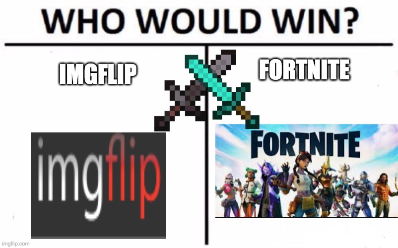 Who should win?? | FORTNITE; IMGFLIP | image tagged in memes,who would win | made w/ Imgflip meme maker