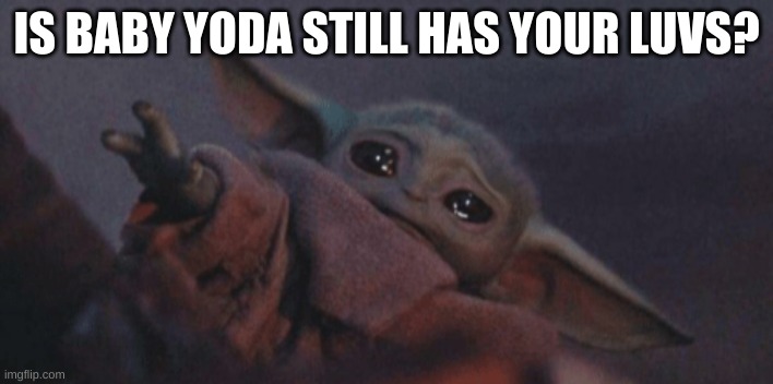 Baby yoda cry | IS BABY YODA STILL HAS YOUR LUVS? | image tagged in baby yoda cry | made w/ Imgflip meme maker