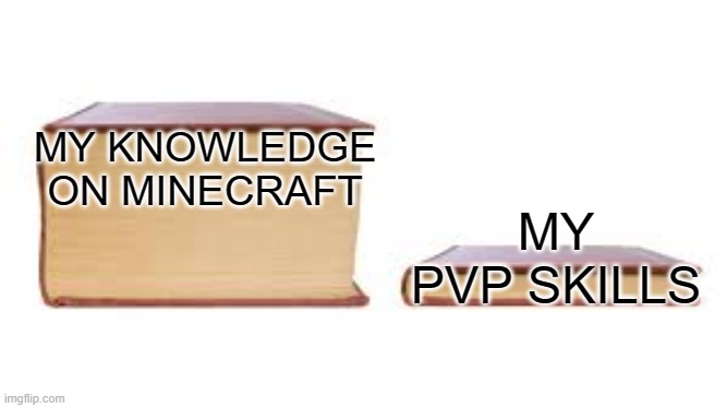 Big book small book | MY KNOWLEDGE ON MINECRAFT; MY PVP SKILLS | image tagged in big book small book | made w/ Imgflip meme maker