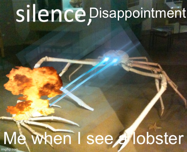 Silence Crab | Disappointment; Me when I see a lobster | image tagged in silence crab | made w/ Imgflip meme maker