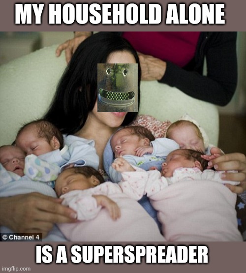 Octomom | MY HOUSEHOLD ALONE IS A SUPERSPREADER | image tagged in octomom | made w/ Imgflip meme maker