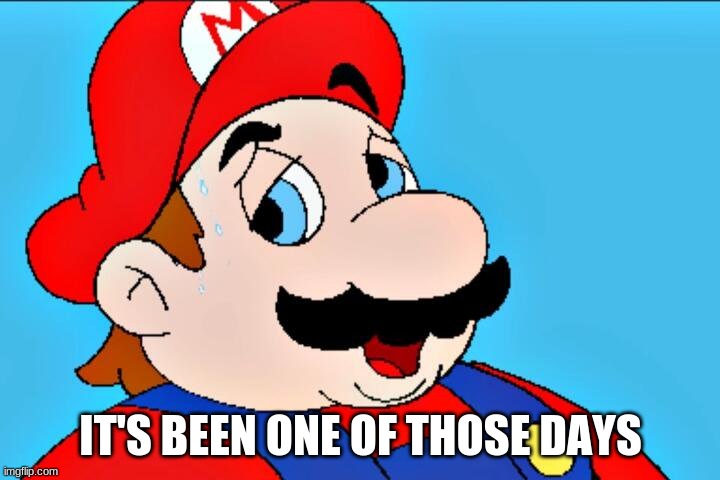 (Holtel Mario) it's been one of those days | IT'S BEEN ONE OF THOSE DAYS | image tagged in holtel mario it's been one of those days | made w/ Imgflip meme maker
