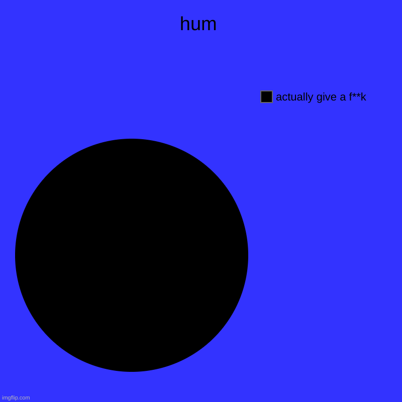 hum | actually give a f**k | image tagged in charts,pie charts | made w/ Imgflip chart maker