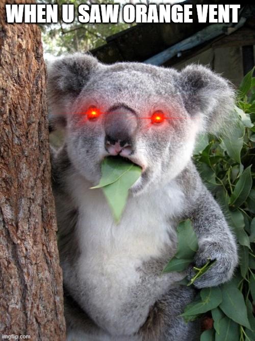 Surprised Koala Meme | WHEN U SAW ORANGE VENT | image tagged in memes,surprised koala | made w/ Imgflip meme maker