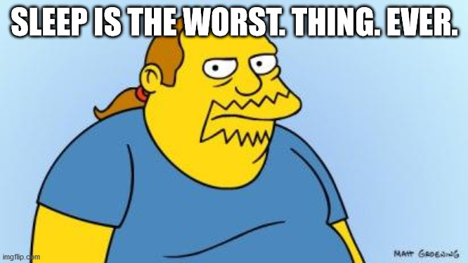 Worst. Thing. Ever. (Simpsons) |  SLEEP IS THE WORST. THING. EVER. | image tagged in worst thing ever simpsons | made w/ Imgflip meme maker