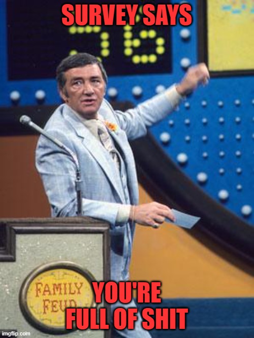 Survey Says | SURVEY SAYS YOU'RE FULL OF SHIT | image tagged in survey says | made w/ Imgflip meme maker