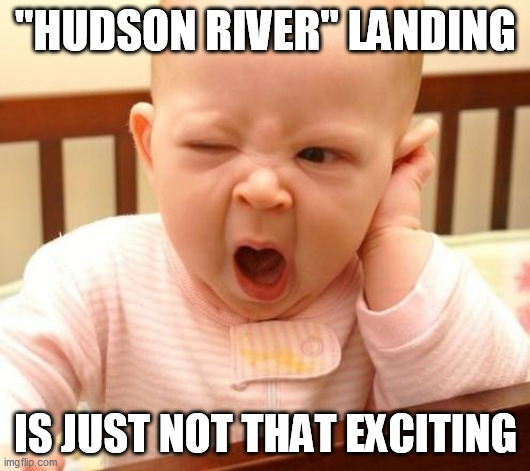yawn baby | "HUDSON RIVER" LANDING IS JUST NOT THAT EXCITING | image tagged in yawn baby | made w/ Imgflip meme maker