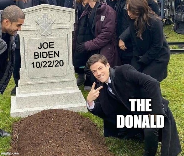 Wish It Had Been Enough | JOE BIDEN
10/22/20; THE DONALD | image tagged in peace sign tombstone | made w/ Imgflip meme maker