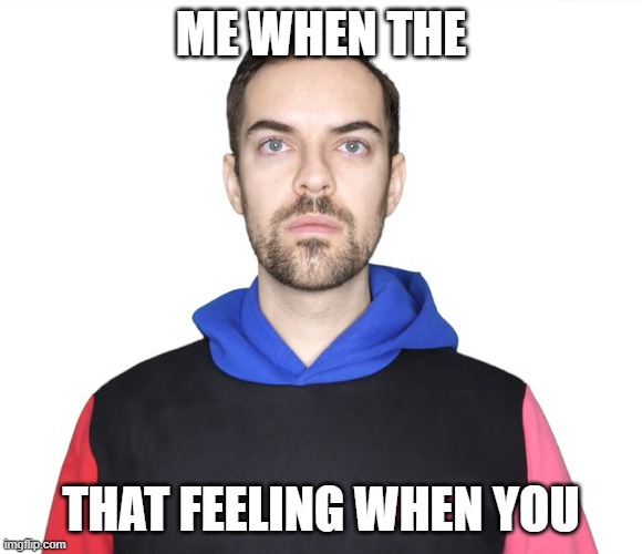i when you | ME WHEN THE; THAT FEELING WHEN YOU | image tagged in me when | made w/ Imgflip meme maker