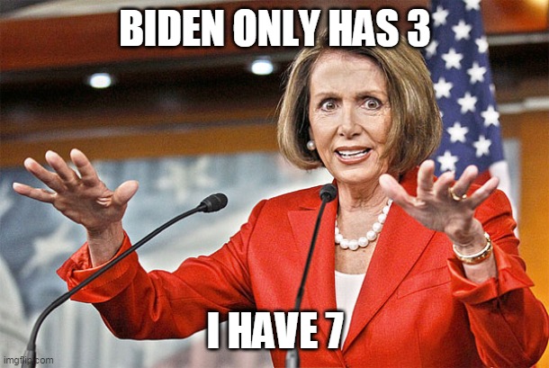 Nancy Pelosi is crazy | BIDEN ONLY HAS 3 I HAVE 7 | image tagged in nancy pelosi is crazy | made w/ Imgflip meme maker