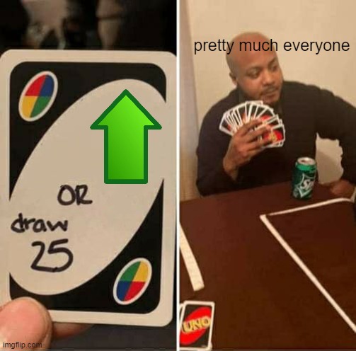 UNO Draw 25 Cards | pretty much everyone | image tagged in memes,uno draw 25 cards | made w/ Imgflip meme maker