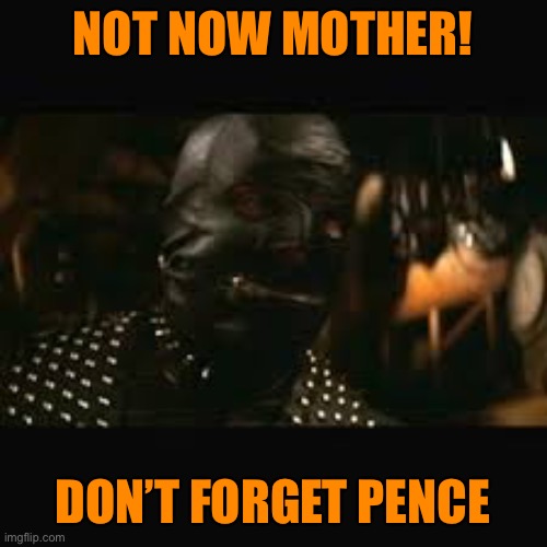 Pulp Fiction gimp | NOT NOW MOTHER! DON’T FORGET PENCE | image tagged in pulp fiction gimp | made w/ Imgflip meme maker