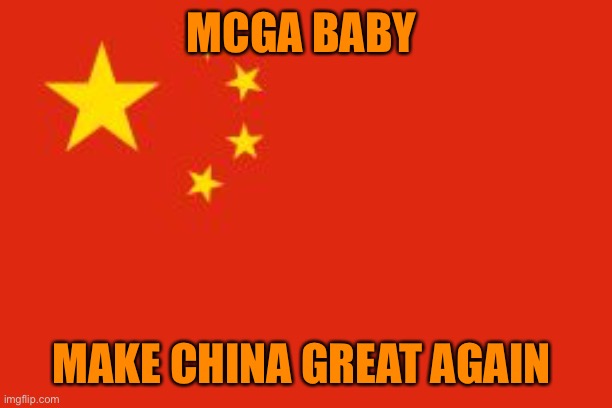 Chinese flag | MCGA BABY MAKE CHINA GREAT AGAIN | image tagged in chinese flag | made w/ Imgflip meme maker