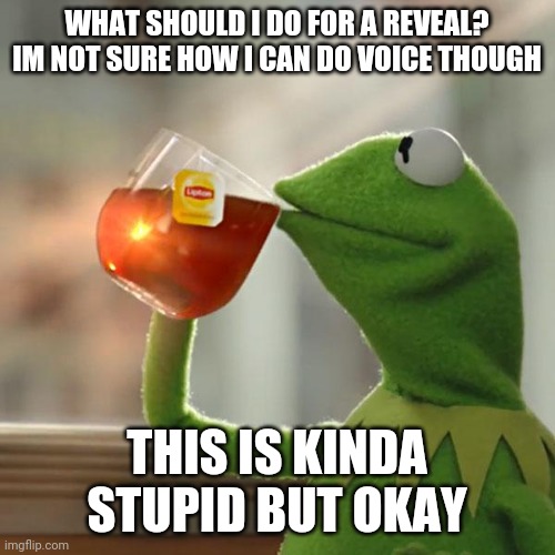 But That's None Of My Business | WHAT SHOULD I DO FOR A REVEAL?
IM NOT SURE HOW I CAN DO VOICE THOUGH; THIS IS KINDA STUPID BUT OKAY | image tagged in memes,but that's none of my business,kermit the frog | made w/ Imgflip meme maker