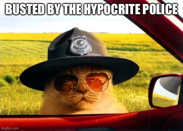 Busted by the Hypocrite Police | BUSTED BY THE HYPOCRITE POLICE | image tagged in busted by the hypocrite police | made w/ Imgflip meme maker