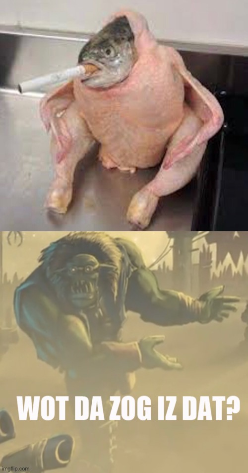 That Ork has many questions | image tagged in wot da zog iz dat,cursed image | made w/ Imgflip meme maker