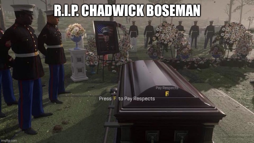 Press F to Pay Respects | R.I.P. CHADWICK BOSEMAN | image tagged in press f to pay respects | made w/ Imgflip meme maker
