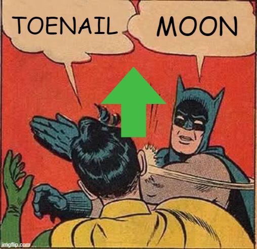 Batman Slapping Robin Meme | TOENAIL MOON | image tagged in memes,batman slapping robin | made w/ Imgflip meme maker