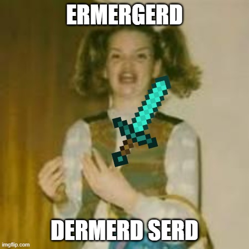 Ermergerd | ERMERGERD; DERMERD SERD | image tagged in ermergerd,minecraft | made w/ Imgflip meme maker