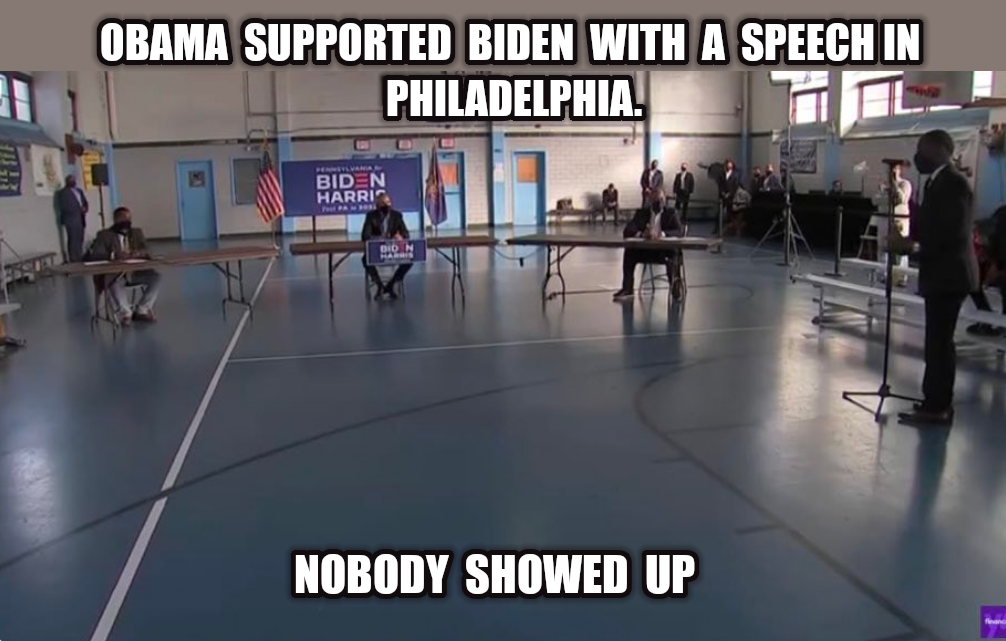 Nobody showed up to hear Obama support Biden in Philadelphia Blank Meme Template