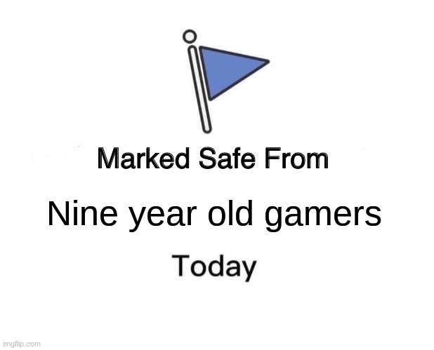 Marked Safe From | Nine year old gamers | image tagged in memes,marked safe from | made w/ Imgflip meme maker