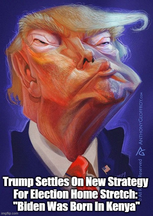 "Trump Settles On New Strategy For Election Home Stretch" | Trump Settles On New Strategy 
For Election Home Stretch: 
"Biden Was Born In Kenya" | image tagged in trump,biden,kenya,trumps new campaign strategy | made w/ Imgflip meme maker