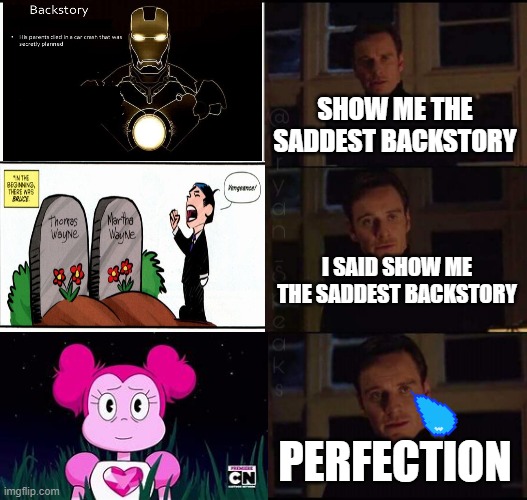 sadest back story | SHOW ME THE SADDEST BACKSTORY; I SAID SHOW ME THE SADDEST BACKSTORY; PERFECTION | image tagged in show me the real | made w/ Imgflip meme maker