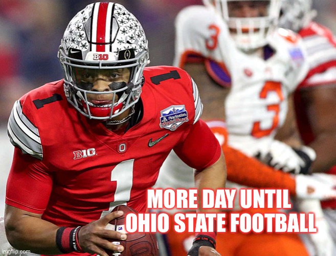 YAYAYAY!!! ALL OHIO STATE FANS COMMENT TO SHOW APPRECIATION XD | MORE DAY UNTIL 
OHIO STATE FOOTBALL | image tagged in memes,ohio state buckeyes,football,one day,waiting | made w/ Imgflip meme maker