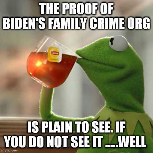 But That's None Of My Business Meme | THE PROOF OF BIDEN'S FAMILY CRIME ORG; IS PLAIN TO SEE. IF YOU DO NOT SEE IT .....WELL | image tagged in memes,but that's none of my business,kermit the frog | made w/ Imgflip meme maker