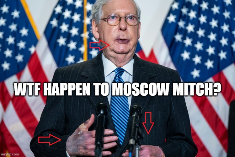 WTF Happen to Moscow Mitch | WTF HAPPEN TO MOSCOW MITCH? | image tagged in mitch,moscow mitch | made w/ Imgflip meme maker