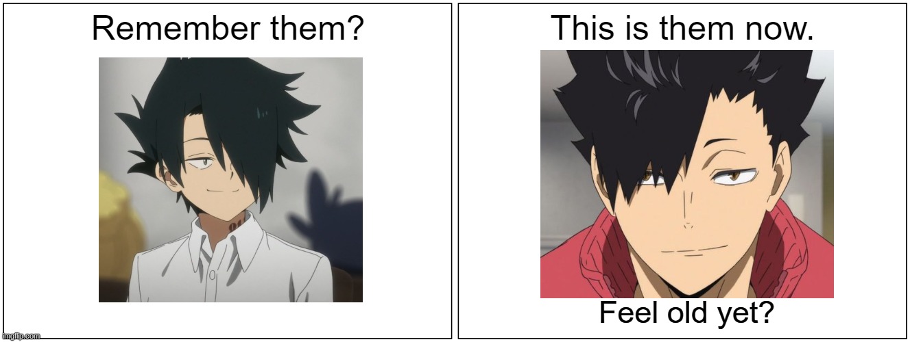 This is them now | image tagged in this is them now,haikyuu,the promised neverland,anime | made w/ Imgflip meme maker