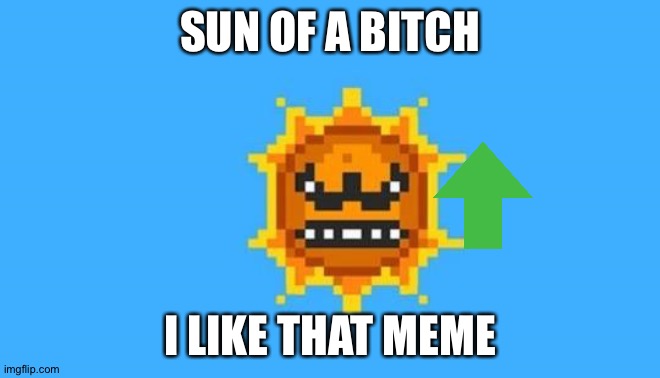 mario sun | SUN OF A BITCH; I LIKE THAT MEME | image tagged in mario sun | made w/ Imgflip meme maker