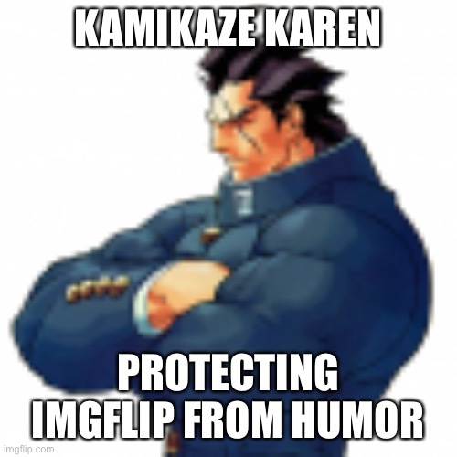 Kamikaze karen | KAMIKAZE KAREN; PROTECTING IMGFLIP FROM HUMOR | image tagged in kamikaze revy,kamikaze,fun,funny memes,meme | made w/ Imgflip meme maker