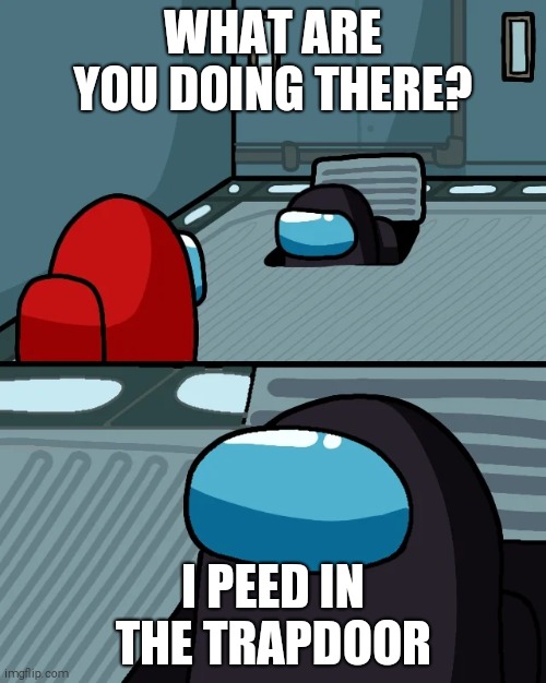 impostor of the vent | WHAT ARE YOU DOING THERE? I PEED IN THE TRAPDOOR | image tagged in impostor of the vent,poop,pee,bullshit | made w/ Imgflip meme maker