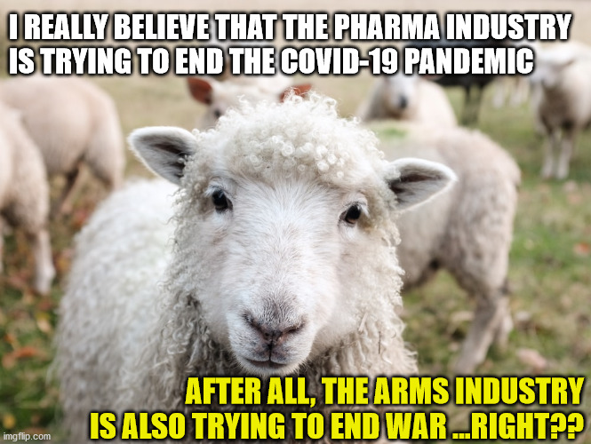 Pharma industry is like Arms industry | I REALLY BELIEVE THAT THE PHARMA INDUSTRY 
IS TRYING TO END THE COVID-19 PANDEMIC; AFTER ALL, THE ARMS INDUSTRY
IS ALSO TRYING TO END WAR ...RIGHT?? | image tagged in covid-19,covid,big pharma | made w/ Imgflip meme maker