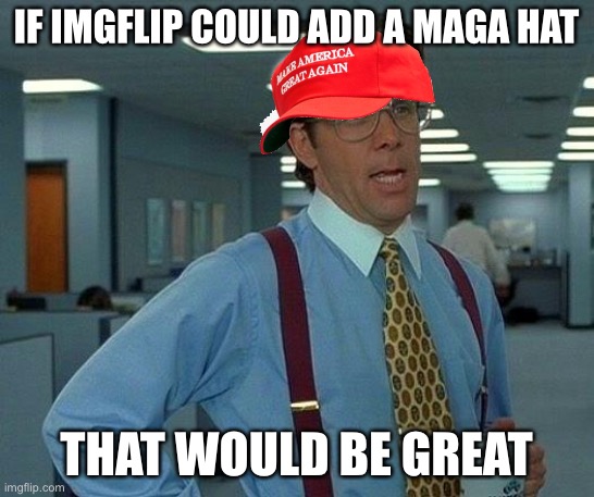 How is this Too Political??? | IF IMGFLIP COULD ADD A MAGA HAT; THAT WOULD BE GREAT | image tagged in memes,that would be great,imgflip,imgflip mods | made w/ Imgflip meme maker