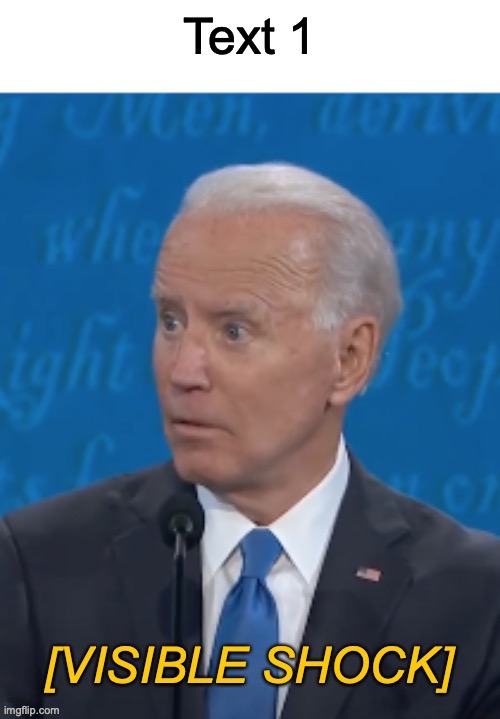 New Template :) | Text 1 | image tagged in joe biden visible shock | made w/ Imgflip meme maker