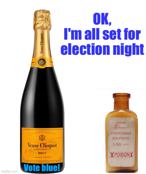 Election night | OK,
I'm all set for election night; Vote blue! | image tagged in election 2020,2020 elections,election day | made w/ Imgflip meme maker