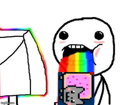 Barfing Nyan Cat | image tagged in rainbow puke | made w/ Imgflip meme maker