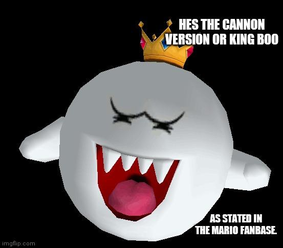 .O. | HES THE CANNON VERSION OR KING BOO; AS STATED IN THE MARIO FANBASE. | image tagged in no ideas | made w/ Imgflip meme maker