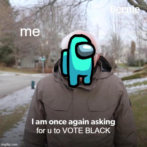 Bernie I Am Once Again Asking For Your Support Meme | me; for u to VOTE BLACK | image tagged in memes,bernie i am once again asking for your support | made w/ Imgflip meme maker