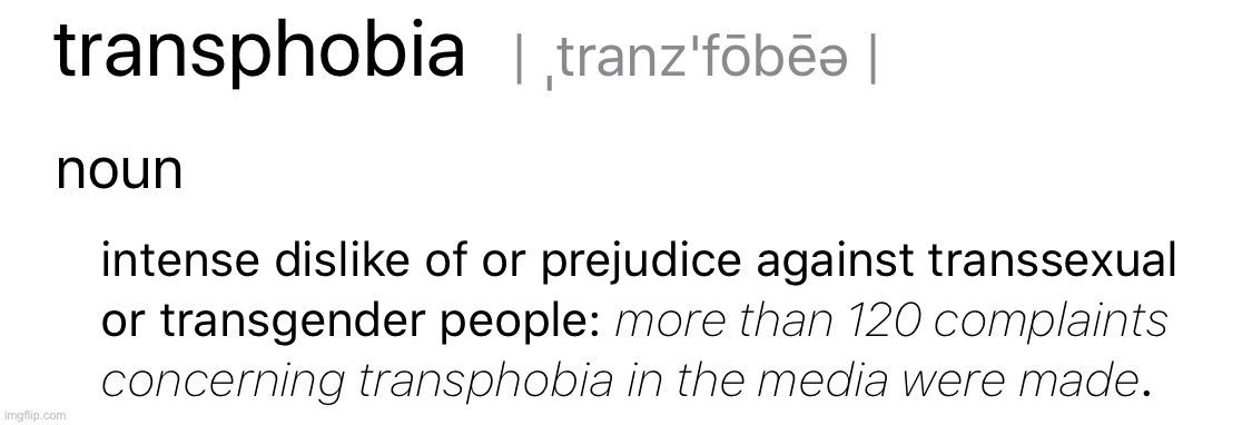 Transphobia Meaning | image tagged in transphobic | made w/ Imgflip meme maker