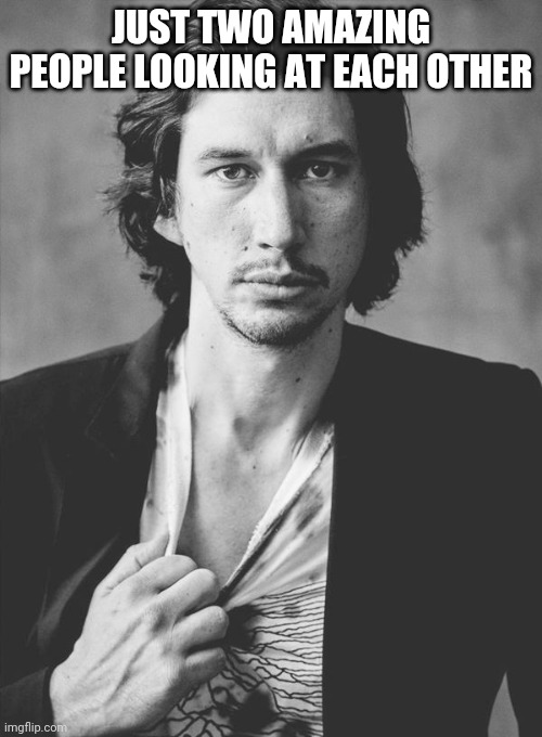 adam driver  | JUST TWO AMAZING PEOPLE LOOKING AT EACH OTHER | image tagged in adam driver | made w/ Imgflip meme maker