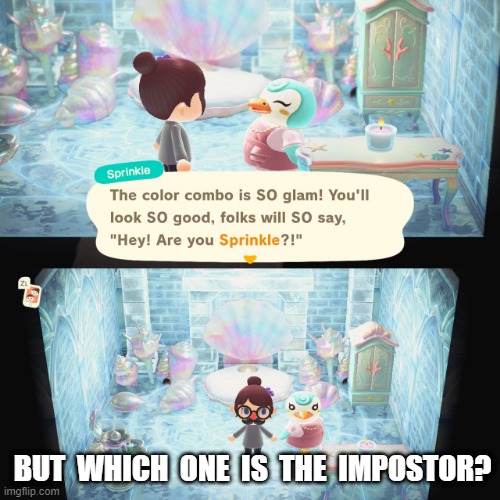 Penguin Impostor | BUT  WHICH  ONE  IS  THE  IMPOSTOR? | image tagged in animal crossing,acnh,sprinkle,among us | made w/ Imgflip meme maker