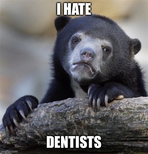 Confession Bear | I HATE; DENTISTS | image tagged in memes,confession bear | made w/ Imgflip meme maker
