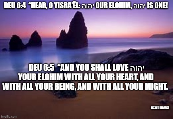 Hear O Israel | DEU 6:4  “HEAR, O YISRA’ĚL: יהוה OUR ELOHIM, יהוה IS ONE! ; DEU 6:5  “AND YOU SHALL LOVE יהוה YOUR ELOHIM WITH ALL YOUR HEART, AND WITH ALL YOUR BEING, AND WITH ALL YOUR MIGHT. ; (S.WILLIAMS) | image tagged in old testament | made w/ Imgflip meme maker